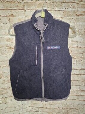 U.S. Expedition Reversible Vest Size Small Dark Blue Gray Zipper Pockets